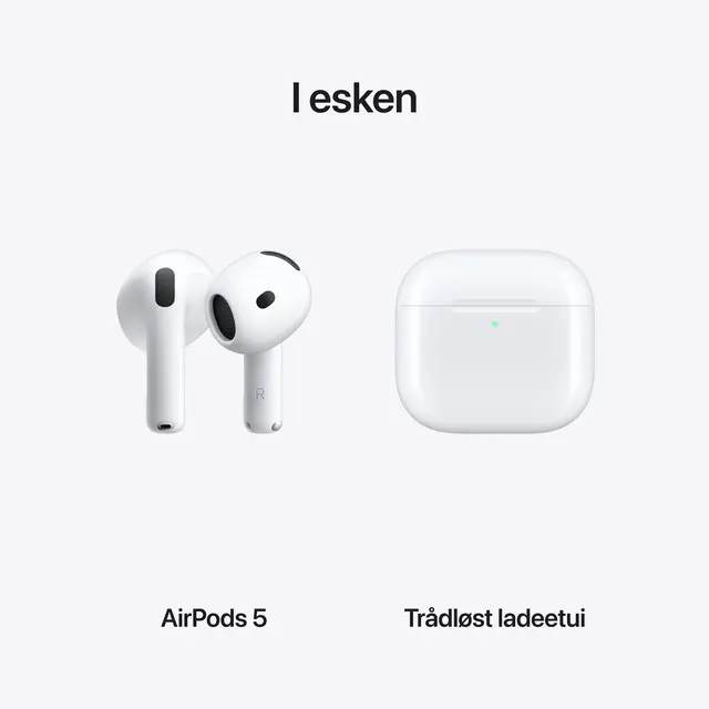 Apple AirPods 5 - True wireless-hodetelefoner med mikrofon ørepropp - Bluetooth - aktiv støydemping - hvit 