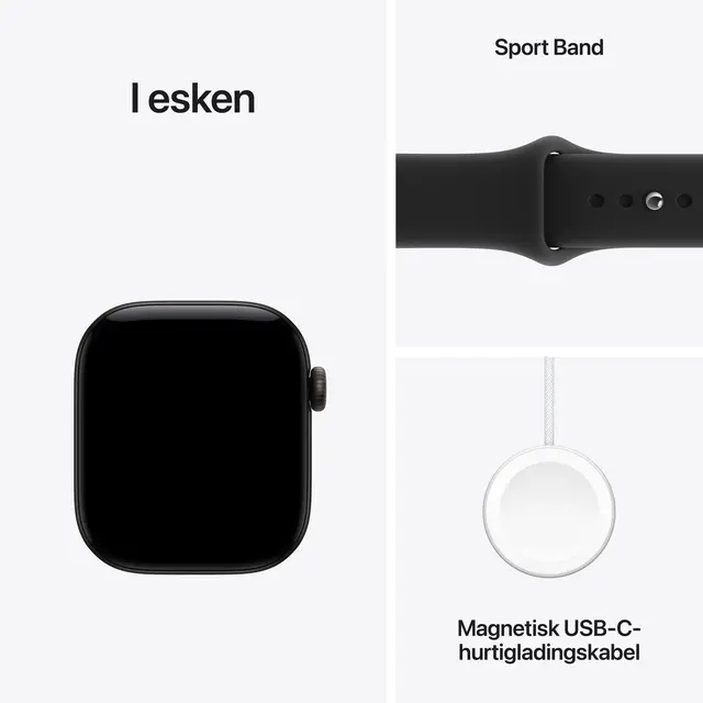 Apple Watch Series 12 GPS 42mm Black Aluminium Case with Black Sport Band M/L 