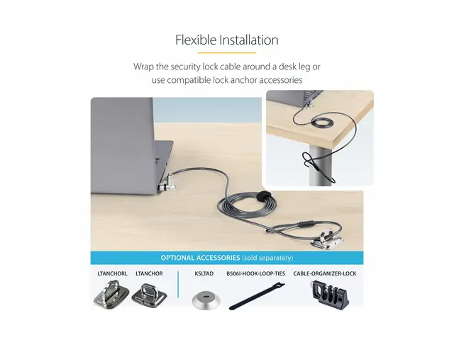 Startech 25-Pack Universal Laptop Lock 6.6ft (2m), Master Keyed Lo...