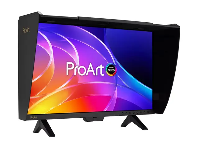 ASUS ProArt PA27USD - OLED-skjerm - USB - 27" (26.5" synlig) 3840 x 2160 4K @ 240 Hz - 1000 cd/m² - 1500000:1 - HDR10 - 0.1 ms - 2xThunderbolt 4, 2xHDMI, DisplayPort, 12G-SDI - høyttalere - svart 