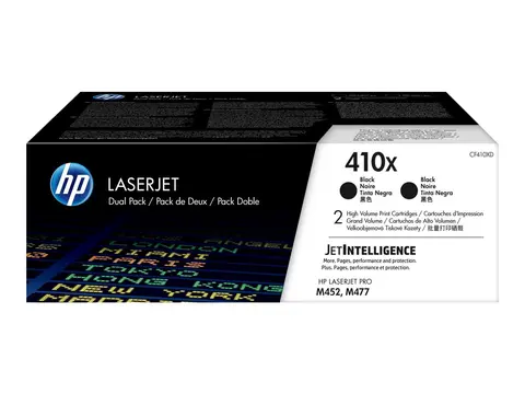 HP 410X - 2-pack - H&#248;y ytelse - svart - original LaserJet - tonerpatron (CF410XD) - for Color LaserJet Pro M452, MFP M377, MFP M477