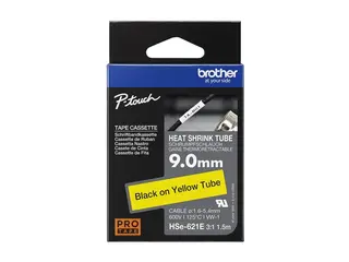 Brother HSe-621E - Svart på gult - Rull (0,9 cm x 1,5 m) 1 kassett(er) hengeboks varmekrympetape - for P-Touch PT-D800W, PT-E550WVP