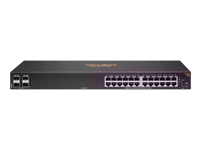 HPE Aruba 6100 24G 4SFP+ Switch - Styrt 24 x 10/100/1000 + 4 1 Gig...