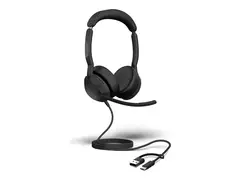 Jabra Evolve2 50 UC Stereo - Hodesett on-ear - kablet - aktiv st&#248;ydemping - USB-C, USB-A - svart - UC-sertifisert