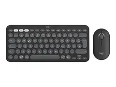 Logitech Pebble 2 Combo - Tastatur- og mussett trådløs - Bluetooth LE - QWERTY - US International - tonal grafitt