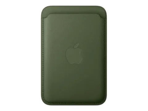 Apple - Lomme for mobiltelefon / kredittkort MagSafe-samsvar - mikrotvill, FineWoven - mose - for iPhone 12, 13, 14, 15, 16, 16e, 17, 17e, 18, Air