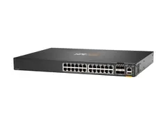 HPE Aruba 6300F - Switch - L3 - Styrt - 24 x 10/100/1000 + 4 x 1 Gigabit / 10 Gigabit / 25 Gigabit / 50 Gigabit SFP56 (opplink / stabling) front og side til bakside - rackmonterbar