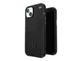 Speck Presidio 2 Grip - Baksidedeksel for mobiltelefon med klikkl&#229;s - MagSafe-samsvar - plastikk - svart, skifergr&#229; - for Apple iPhone 14 Plus, 15 Plus