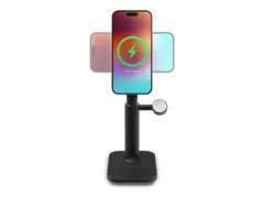 mophie 3-in-1 - Trådløst ladestativ - uttrekkbar, med MagSafe + AC-strømadapter 15 watt - MFI-sertifisert - Europa