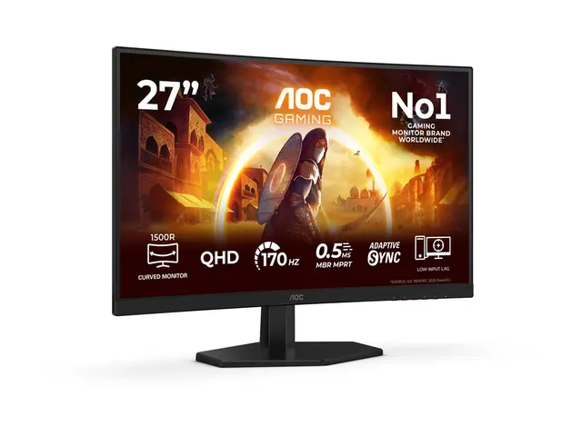 AOC Gaming CQ27G42FE - LED-skjerm - gaming 27" - 2560 x 1440 QHD @ 144 Hz - VA - 3000:1 - 0.5 ms - HDMI, DisplayPort - høyttalere 