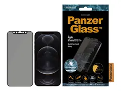 PanzerGlass Original - Skjermbeskyttelse for mobiltelefon glass - med personvernsfilter - 6.1" - svart - for Apple iPhone 12, 12 Pro