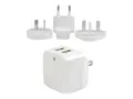 STARTECH.COM White 5V / 3.4A Dual USB NA/UK/EU/AU Wall Charger