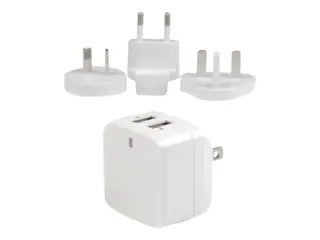 Startech Dual Port USB Wall Charger 17W/3.4A Travel Charger 110V/220V - Strømadapter - 17 watt - 3.4 A - 2 utgangskontakter (USB) - hvit - for P/N: USBLT1MWS, USBLT2MBR, USBLT2MW, USBLT30CMW, USBLTM1MBK, USBLTM1MWH, VID2VGATV3