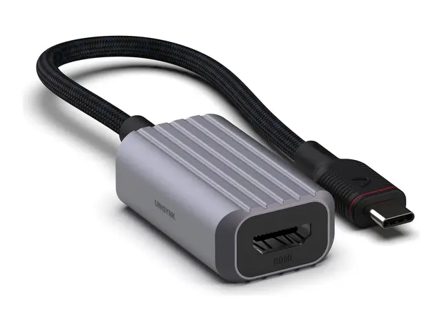 Unisynk - Video adapter 24 pin USB-C hann til HDMI 15 cm grå støtt...