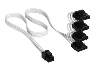CORSAIR Elite Premium Type 4 - Strømkabel 6-pin intern strømkontakt (hann) til 4-pins strøm (hann) - 75 cm - individually sleeved - hvit
