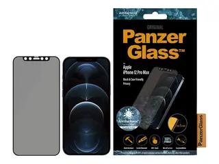 PanzerGlass Original - Skjermbeskyttelse for mobiltelefon glass - med personvernsfilter - 6.7" - svart - for Apple iPhone 12 Pro Max