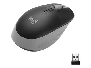 Logitech M190 - Mus - optisk - 3 knapper trådløs - USB trådløs mottaker - mellomgrå