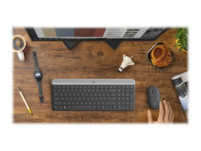 Logitech Slim Wireless Combo MK470 - Tastatur- og mussett - trådlø...