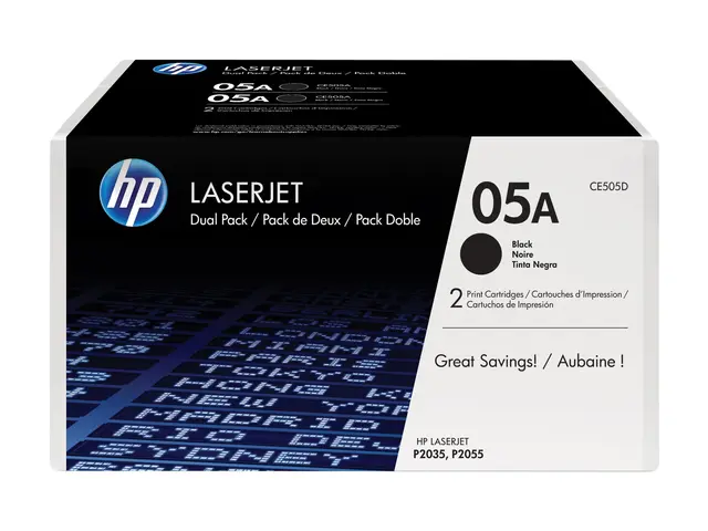 HP 05A - 2-pack svart original LaserJet tonerpatron (CE505D) for P...