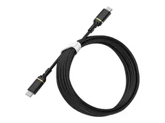 OtterBox Standard - USB-kabel - 24 pin USB-C (hann) til 24 pin USB-C (hann) USB 2.0 - 3 A - 3 m - Power Delivery-st&#248;tte - svart glimt