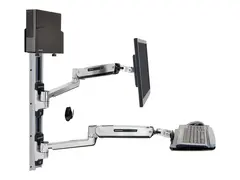 Ergotron LX Wall Mount System with Small CPU Holder Monteringssett for systemenhet / skjerm / tastatur - sitte-stå - veggmonterbar - inntil 42" - polert aluminium, svart