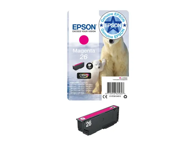 Epson 26 - 4.5 ml - magenta - original - blekkpatron - for Express...