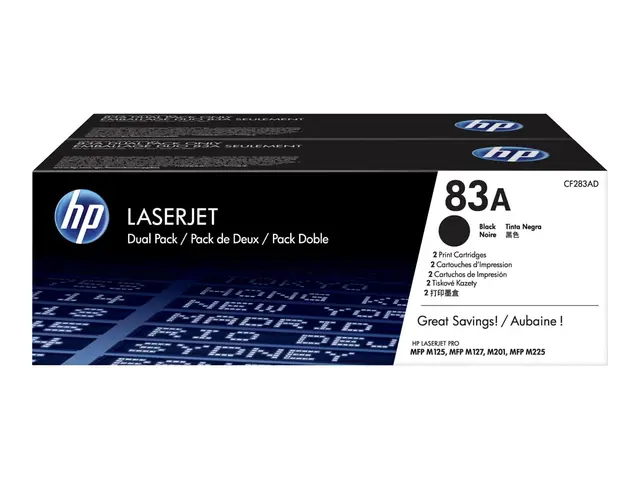 HP 83A - 2-pack svart original LaserJet tonerpatron (CF283AD) for ...