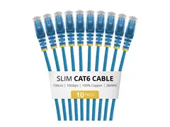 Startech - Koblingskabel - RJ-45 (hann) til RJ-45 (hann) 1 m - 3.6 mm - UTP - CAT 6 - IEEE 802.3bt Type 4 - halogenfri, 100W PoE support, uten hindringer, flertrådet, slank, formstøpt - blå (en pakke 10)