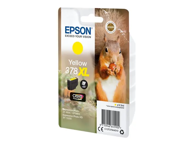 Epson 378XL - 9.3 ml - XL - gul - original - blister - blekkpatron...