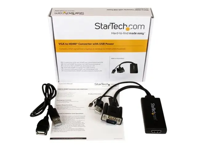 StarTech.com VGA to HDMI Adapter with USB Audio & Power - Portable...