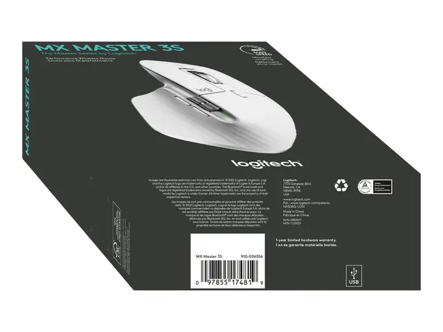 Logitech Master Series MX MASTER 3S - Mus ergonomisk optisk 7 knap...