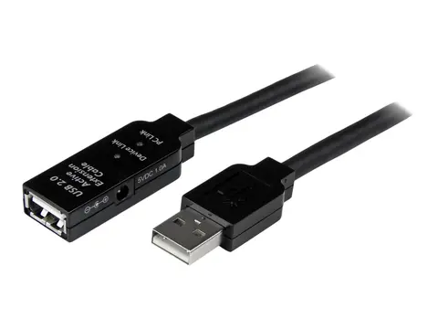 StarTech 20m USB 2.0 Active Extension Cable M/F - USB extension cable - USB (M) to USB (F) - USB 2.0 - 66 ft - active - black - USB2AAEXT20M - USB-forlengelseskabel - USB til USB - 20 m