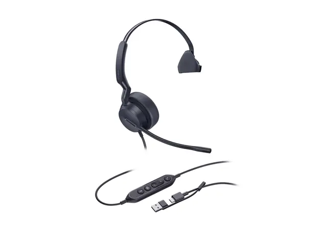 Yealink UH44 Mono - Hodesett on-ear kablet USB-A, USB-C Certified ...