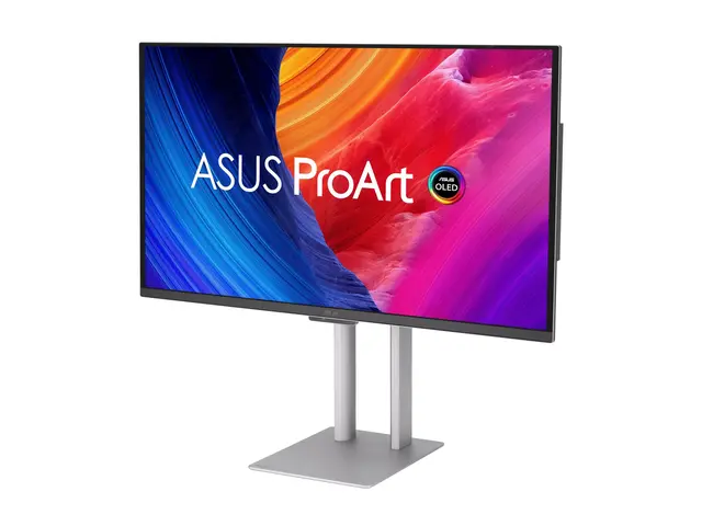 ASUS ProArt PA27UCDMR - OLED-skjerm - 27" (26.5" synlig) 3840 x 2160 4K @ 240 Hz - 1000 cd/m² - 1500000:1 - HDR10 - 0.1 ms - Thunderbolt 4, HDMI, DisplayPort - høyttalere - sølv 