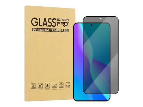 iiglo screenPro+ - Skjermbeskyttelse for mobiltelefon 3D - glass - med personvernsfilter - rammefarge svart - for Samsung Galaxy S25