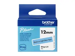Brother BTAG-L31 - Svart p&#229; lysebl&#229; Rull (1,2 cm x 4 m) 1 kassett(er) hengeboks - merketape