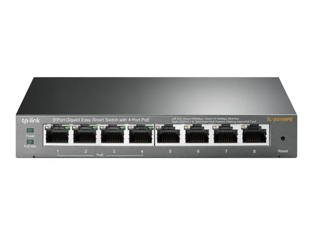 TP-Link Easy Smart TL-SG108PE - Switch smart 4 x 10/100/1000 (4 Po...