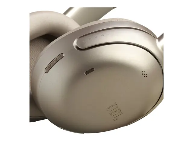 JBL Tour ONE M3 - Hodetelefoner med mikrofon full størrelse - Bluetooth - trådløs, kablet - aktiv støydemping - 3,5 mm jakk, USB-C - latte - Zoom Certified 