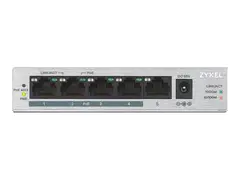 Zyxel GS1005HP - Switch - ikke-styrt - 4 x 10/100/1000 (PoE+) + 1 x 10/100/1000 veggmonterbar, stasjon&#230;r - PoE (60 W)