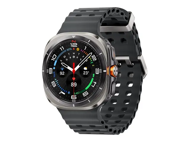 Samsung Galaxy Watch Ultra - 47 mm - titan smartklokke med marinebånd - gummi - mørkegrå - båndbredde: S/M/L - display 1.5" - 32 GB - Wi-Fi, LTE, NFC, Bluetooth - 4G - 60.5 g - titansølv 