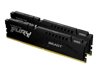 Kingston FURY Beast - DDR5 - sett 64 GB: 2 x 32 GB - DIMM 288-pin - 6000 MT/s / PC5-48000 - CL30 - 1.4 V - ikke-bufret - on-die ECC - svart