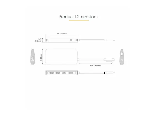 StarTech.com USB C Multiport Adapter, 4K 60Hz HDMI Video, 3-Port 5...