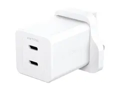 empower by PanzerGlass - Strømadapter - turbo, UK plug 45 watt - Power Delivery 3.1, Fast Charge - 2 utgangskontakter (USB-C) - sølvhvit