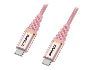 OtterBox Premium - USB-kabel - 24 pin USB-C (hann) til 24 pin USB-C (hann) USB 2.0 - 3 A - 1 m - Power Delivery-st&#248;tte - skimrerosa