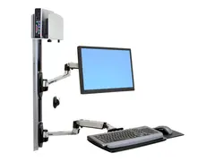 Ergotron LX Wall Mount System monteringssett Konstant kraftteknologi - for LCD-skjerm / tastatur / mus / CPU - polert aluminium