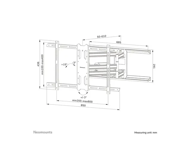 Neomounts WL40S-850BL18 - Monteringssett (VESA-plate, veggplate, d...