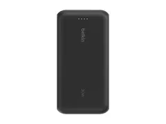 Belkin BoostCharge - Strømbank - med integrert kabel 20000 mAh - 30 watt - PD - 3 utgangskontakter (2 x USB-C, USB) - svart