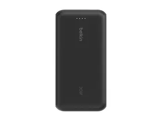 Belkin BoostCharge - Strømbank - med integrert kabel 20000 mAh - 30 watt - PD - 3 utgangskontakter (2 x USB-C, USB) - svart