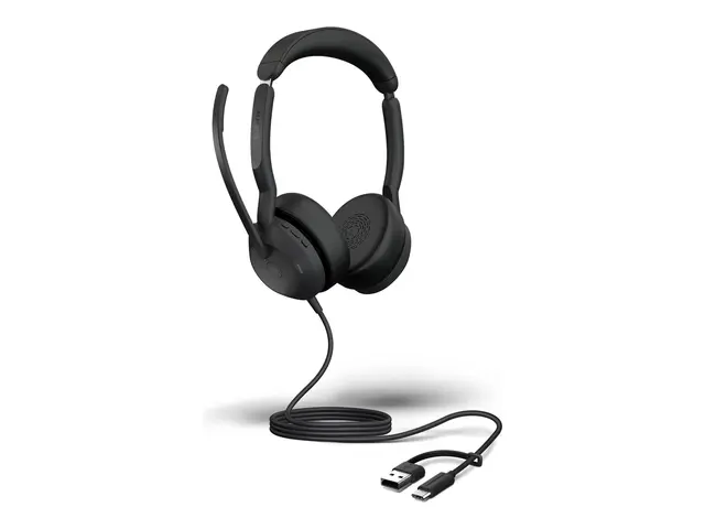 Jabra Evolve2 50 MS Stereo - Hodesett on-ear trådløs, kablet aktiv...