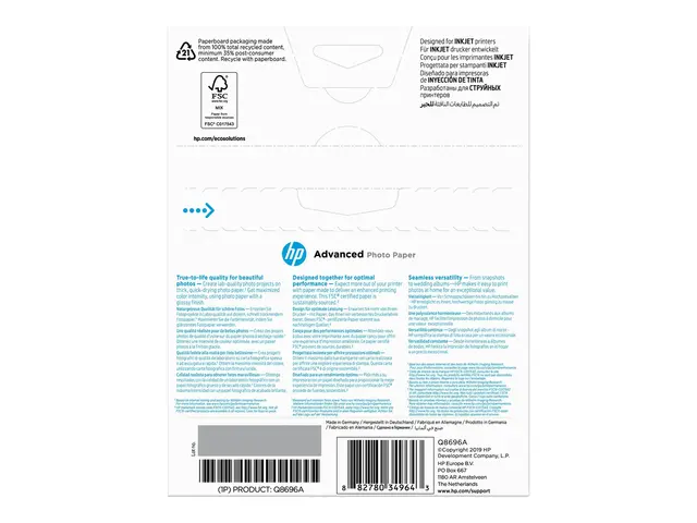 HP Advanced Glossy Photo Paper - Blank - 130 x 180 mm 25 ark fotop...